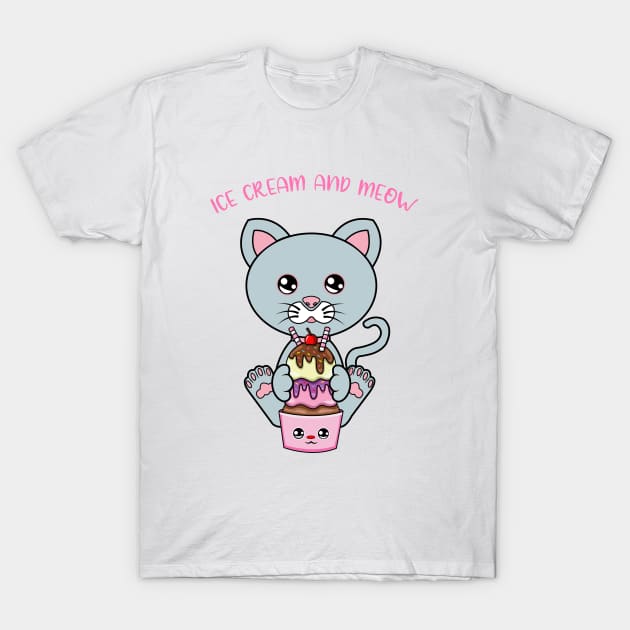 All I Need is ice cream and cats, ice cream and cats T-Shirt by JS ARTE